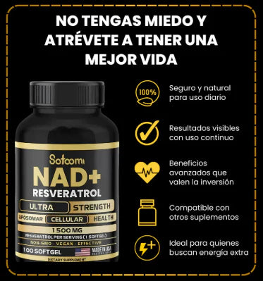 NAD + RESVERATROL - Suplemento Potenciador & Rejuvenecedor