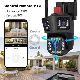 Cámara de Seguridad WiFi PTZ TRIPLE LENTE 4K HD