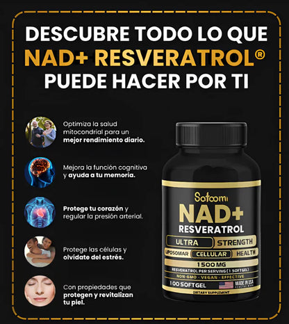 NAD + RESVERATROL - Suplemento Potenciador & Rejuvenecedor