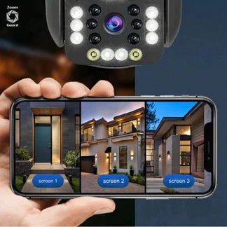 Cámara de Seguridad WiFi PTZ TRIPLE LENTE 4K HD
