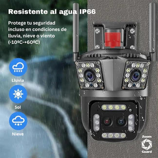 Cámara de Seguridad WiFi PTZ TRIPLE LENTE 4K HD