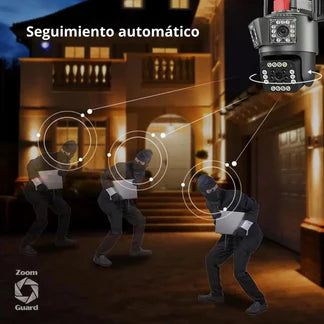 Cámara de Seguridad WiFi PTZ TRIPLE LENTE 4K HD